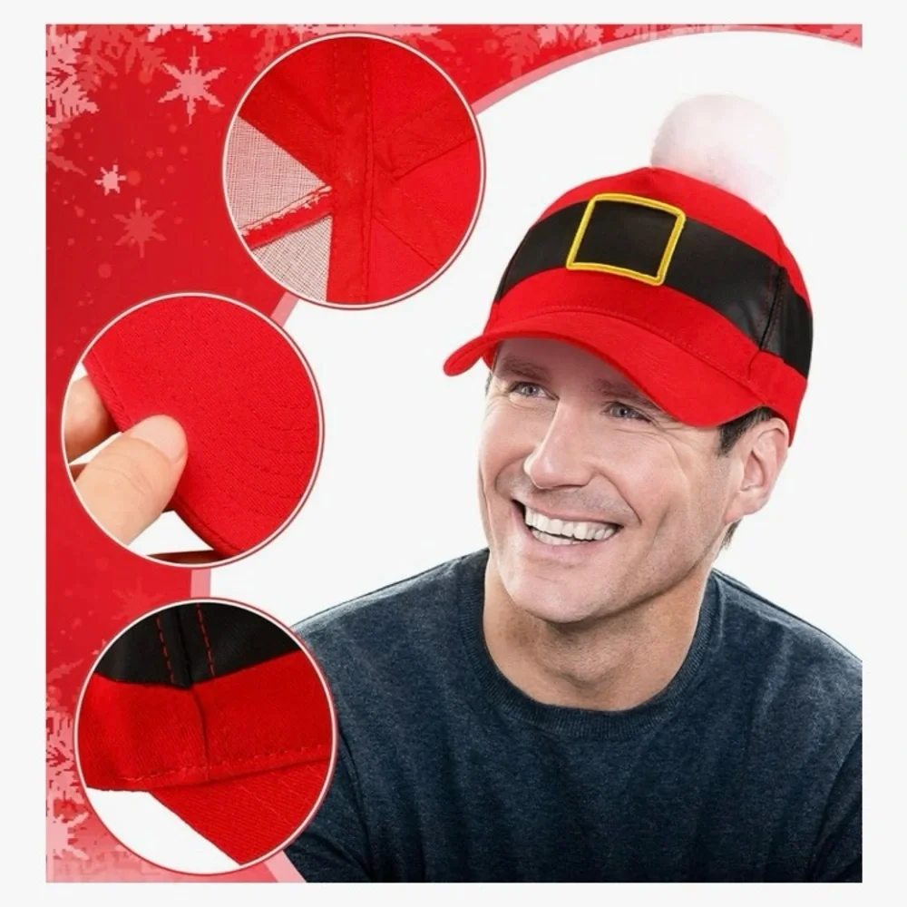 Christmas Santa Baseball Cap Adjustable Adult. NEW | 4 Pack